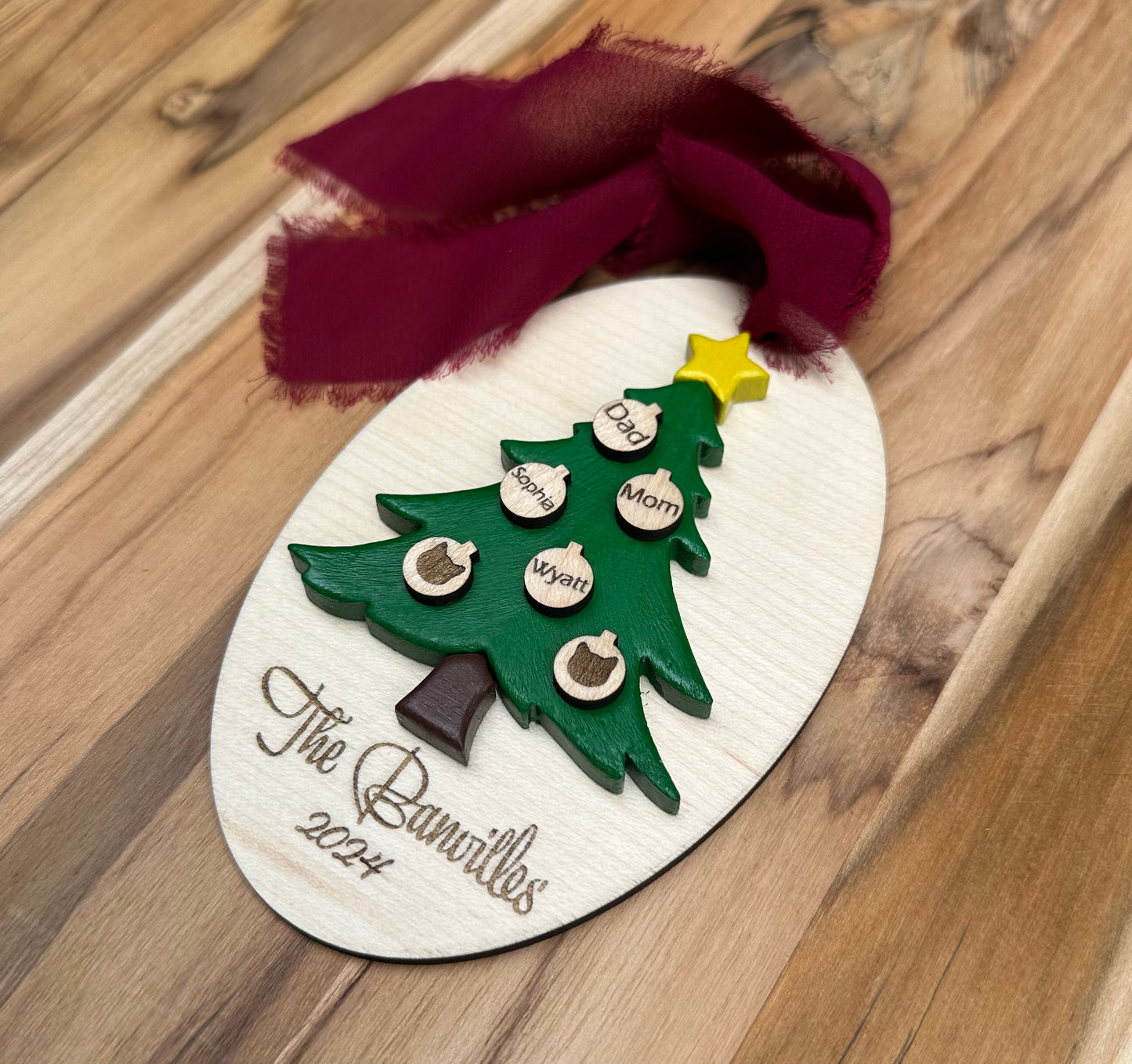 Hand painted tree with personalized family names