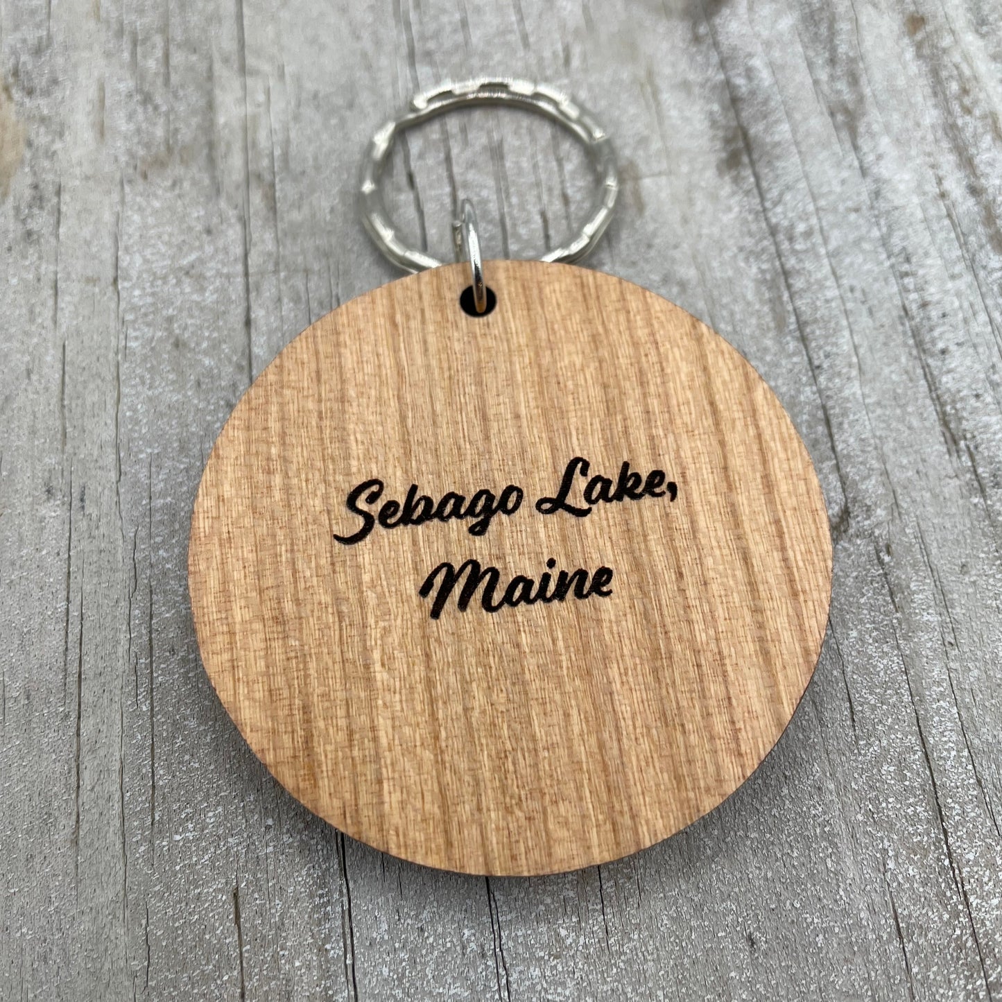 back of sebago lake keychian