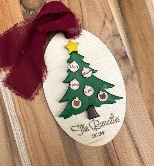 Hand painted tree with personalized family names